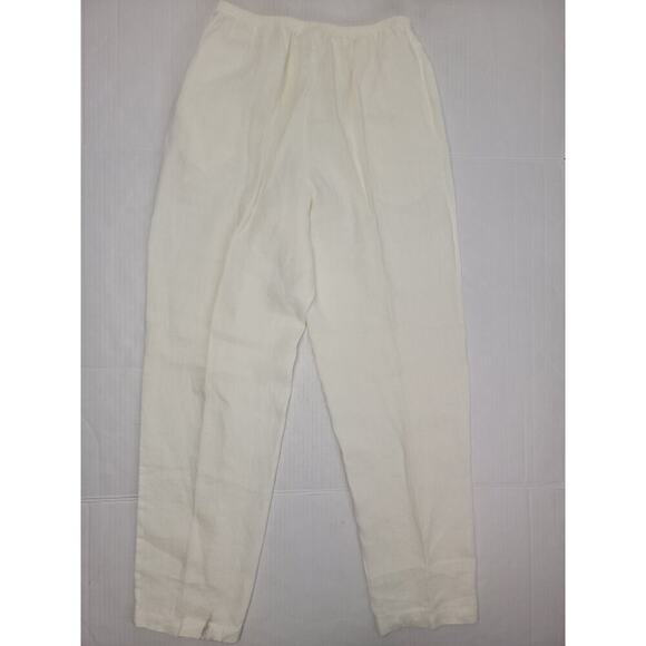 MATCH Brand 100% Linen SET Sz Large Blouse And Pants Ivory Lagenlook Coastal - Picture 9 of 13